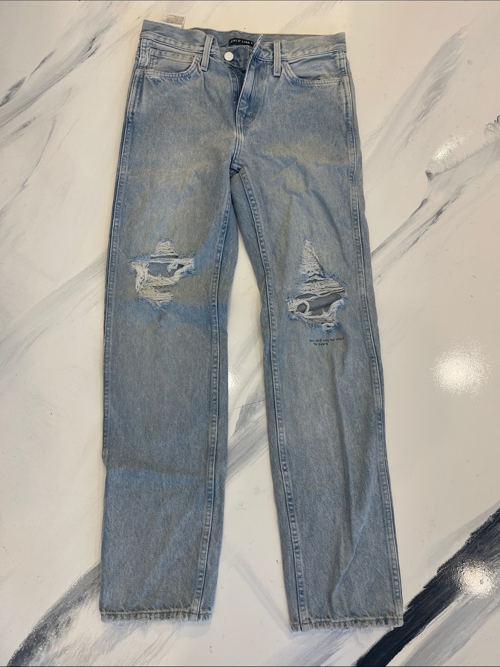 Levi's Light Blue Distressed Straight Jeans